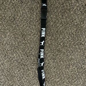 PINK Black and White Logo Lanyard